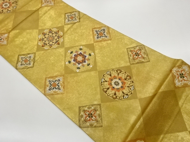 色紙に華文模様織出し袋帯